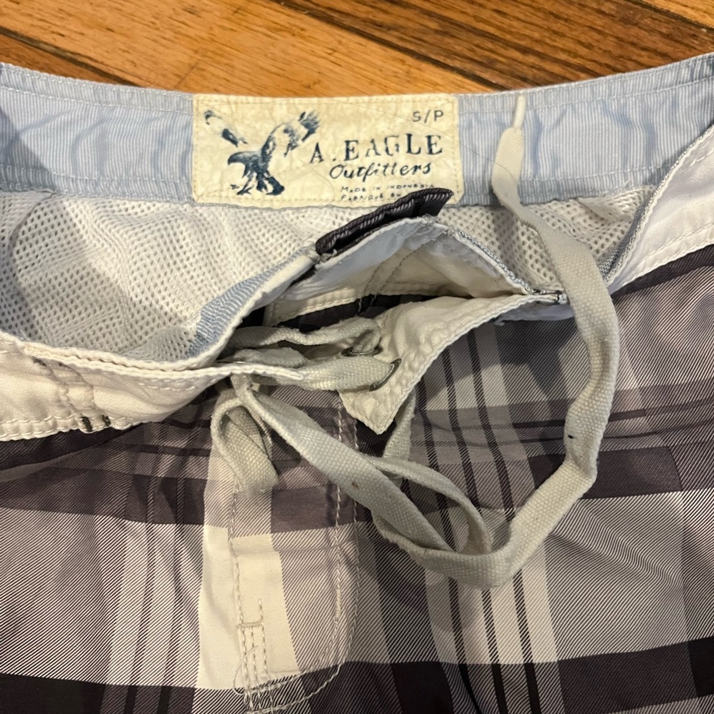 Men’s, American Eagle, swim trunks, size small.